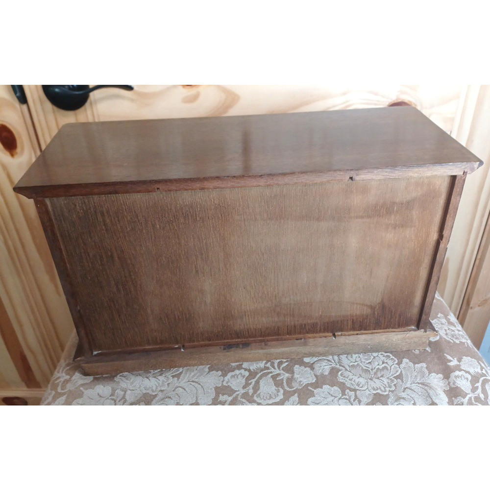 VTG Wood Jewelry Large Box MCM Organizer Japan 16x7x9* READ Cracked Mirror - Picture 5 of 16